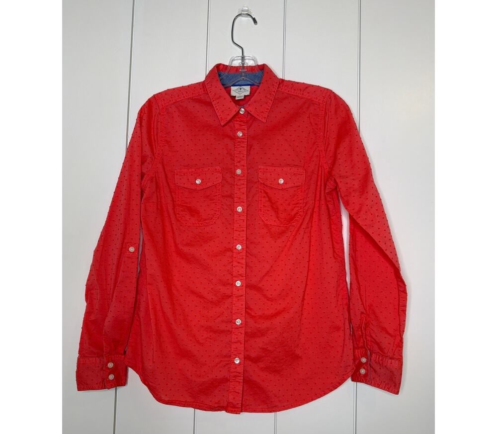 Vintage St. John’s Bay Salmon/Chambray Dobby button up 100% Cotton – Size S